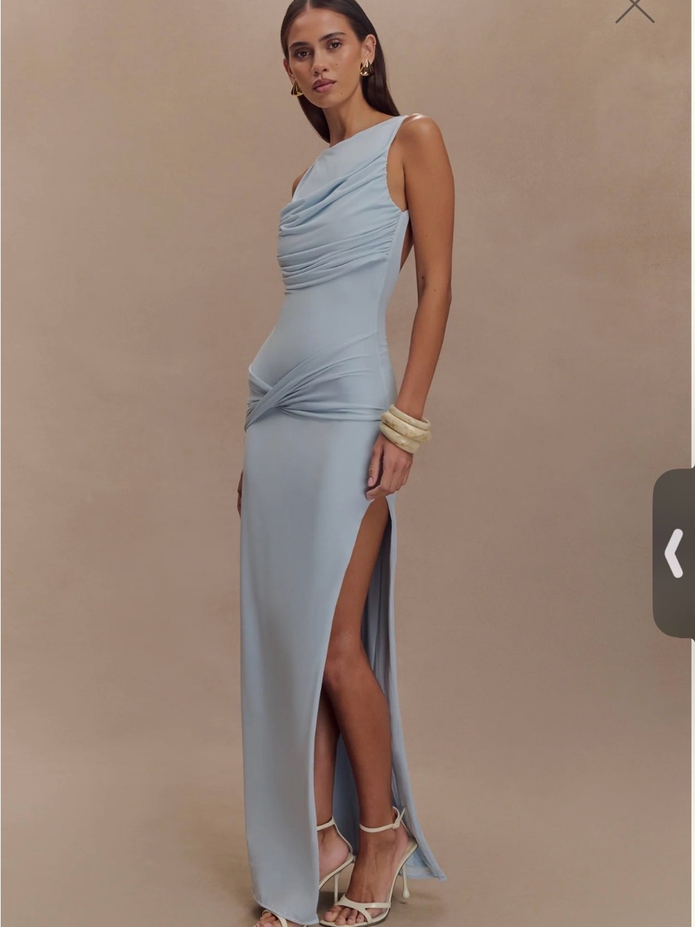 Meshki Henley Pale Blue Backless Draped Maxi Dress - Picture 2 of 2